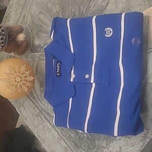 CHAPS MEN'S COTTON STRIPPED BLUE POLO SHIRT NEW Large size
